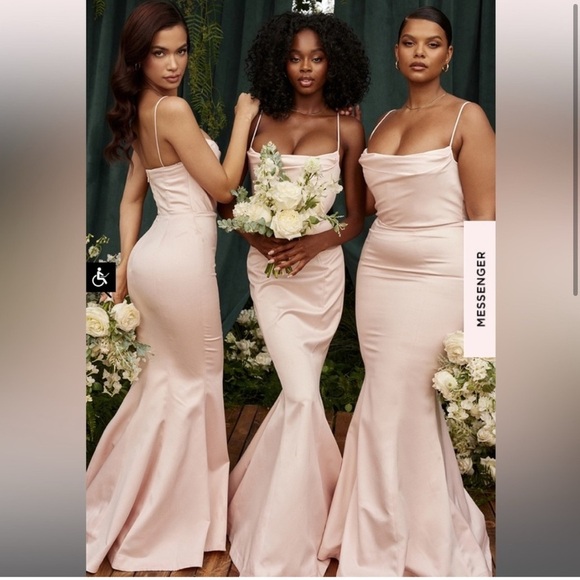 HOUSE OF CB 'Violette' Blush Satin Fishtail Gown - Picture 9 of 15